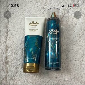 Bath & Body Works Saltwater Breeze Body Cream & Fragrance Mist – Blue, Gold